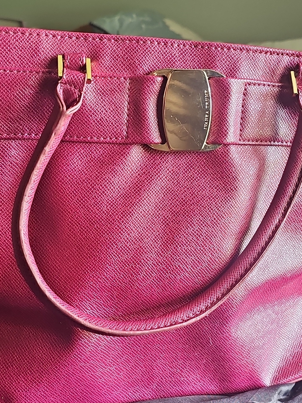Ivanka Trump Fuchsia Saffiano Faux Leather Shoulder Bag